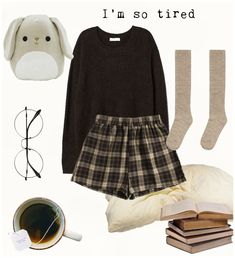 Nap Outfit, Outfit Pajamas, Grunge Pyjamas Outfit, Tired Look, Academia Pajamas, Cozy Lazy Day Outfits, Comfy Dark Academia Outfit