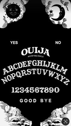 an old fashioned font and numbers are displayed in this black and white poster with the words ouja on it