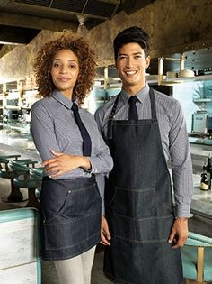 Uniform Ideas and Inspiration | Hospitality and Catering Uniforms - Banksford Jeans Stitch, 90 Dress, Denim Aprons, Restaurant Uniform, Waitress Outfit, Cafe Uniform, Waitress Uniform, Waiter Uniform, Restaurant Aprons