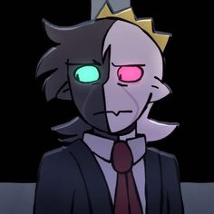 an evil looking man with glowing eyes and a crown on his head