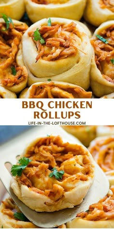 bbq chicken rolls are loaded with shredded cheese and garnished with cilantro