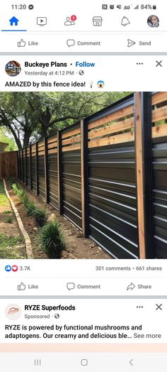 two screens showing different types of fences on the same page, one is black and one is brown