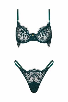 Dainty Thong Lingerie - Emerald | Gooseberry – Gooseberry Intimates Gooseberry Intimates, Green Lingerie, Inner Goddess, Bodysuit Lingerie, Top Handle Handbags, Scalloped Trim, Demi Bra, Bra Shop, Bra Set