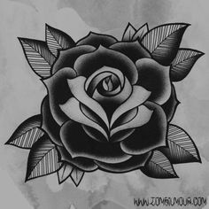 a black and white rose tattoo design on a computer screen