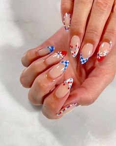 Nail Designs July 4th, Nail Designs For 4th Of July, Nail Inspo 4th Of July, Simple July 4th Nails, 4th Nails July, 4 July Nails, July 4 Nail Design, Nails July 4th, July Nails 2023