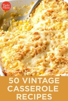 the cover of 50 vintage casserole recipes