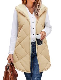 PRICES MAY VARY. SIZE GUIDE: S=US 4-6, M=US 8-10, L=US 12-14, XL=US 16-18, XXL=US 20. Long vest tops for women lined with soft plush fabric, Ensures you stay toasty and snug in cold temperatures. FEATURES: Womens vest outerwear / reversible womens vest / fashion double zip up jackets for women / sleeveless winter coats for women / fall clothes for women 2024/ womens long vest with pockets / loose womens winter coats / mid-Length sherpa jacket women vest DETAILS: Reversible vest for women can eas Long Vest Outfits For Women Casual, Womens Long Vest, Vest Style Women, Reversible Vest, Long Vests, Vest Coat, Winter Coats Jackets, Outerwear Vest, Winter Coats Women