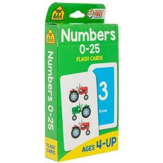 numbers flash cards with tractors on them are in the package, and one has three different colors