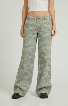 Embrace bold prints this season with PacSun's Tree Camo Low Rise Baggy Pants. These pants boast a perfect blend of style and comfort, featuring a trendy low-rise fit, a relaxed baggy fit, and a camouflage pattern for an edgy vibe. These pants get finished with slanted cargo side pockets and a back elastic waistband for added comfort.Model is wearing a size 26Model measurements: 5’9” height, 32” bust, 23” waist, 34.5” hips PacSun Womens Tree Camo Low Rise Baggy Pants - Camouflage Neutral size 28 Low Rise Baggy Pants, Womens Camo Pants, Grey Camo Pants, Camo Pant, Baggy Pants Women, Slim Fit Cargo Pants, Kids Activewear, Camo Jeans, Womens Camo