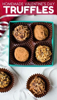 homemade valentine's day truffles with chocolate chips and nuts in the middle