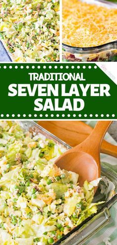 this traditional seven layer salad is loaded with vegetables and cheese