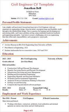 a professional resume for civil engineers with no experience in this format, you can use it to