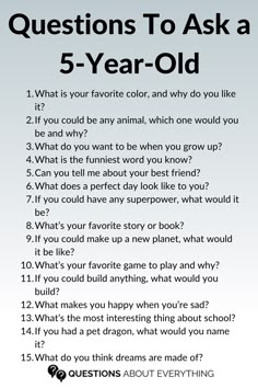 questions to ask a 5 year old Fun Questions For Kids, Conversation Starters For Kids, Kids Questions, Positive Affirmations For Kids, Fun Questions, Grandparenting, Parenting Knowledge, Smart Tiles, Fun Questions To Ask