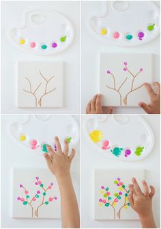 the process to make an art project for kids with paper plates and flowers on them