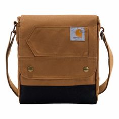 This cross-body bag gives you rugged storage for your day-to-day necessities. The large main compartment has smaller pockets to keep your gear in line, and it's spacious enough to hold a book or tablet. This bag is made with water-repellent material, so your things stay dry through light rain. Features600-denier polyester with Rain Defender™ durable water repellentLarge main compartment with flap over snap closureFour interior pocketsAdjustable cross body shoulder strapDimensions: 9" X 11" X 2"C Carhartt Bag, Snap Bag, Carhartt Womens, Brown Crossbody Bag, Carhartt Women, Waist Pouch, Brown Crossbody, Work Bags, Carry All Bag