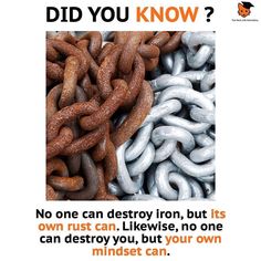 there is a poster with chains on it that says, did you know? no one can destroy iron, but it's own rest in llk