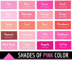 the different shades of pink and red in each color scheme for logos, labels or emblems