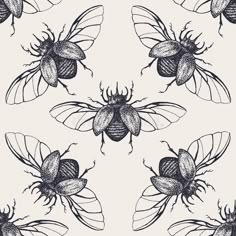 seamless pattern with bees on a white background for wallpaper, fabric or paper