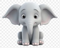 an elephant with big eyes sitting down