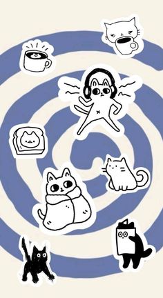 an image of stickers on the back of a cell phone with cats and dogs