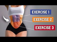 a woman's stomach is shown with the words exercise 1, exercise 2 and exercise 3