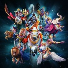 an image of many different deities and animals