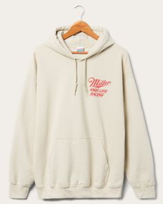 Miller High Life Champ in Champagne Flea Market Hoodie | Junk Food Clothing Miller High Life, Food Clothes, Fire Fits, Auto Racing, High Life, Mens Fleece, Womens Fleece, Autumn Fashion Women, Junk Food