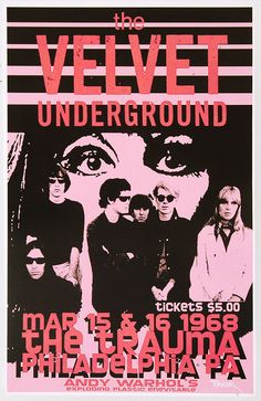 the velvet underground concert poster, with pink and black background