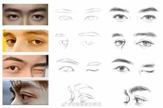 several different types of eyes and eyebrows