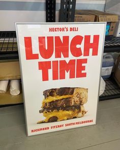 a sign advertising lunch time in a store