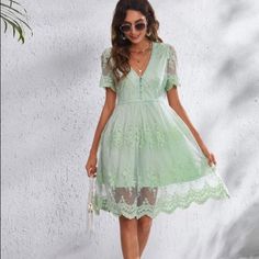 Brand New, Never Worn Dresses Green, Shein Dress, Shein Dresses, Green Midi Dress, Green Dress, Colorful Dresses, Short Sleeve Dresses, Midi Dress, Womens Dresses