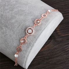 Gorgeous Cubic Zirconia Rose Gold Adjustable Bracelet Gold Chain Bracelet For Women, Chain Bracelet For Women, Gold Bracelet Simple, Tas Bahu, Crystal Wedding Jewelry, Diamond Bracelet Design, Gold Chain Bracelet, Gold Chain Design, Chic Vibes