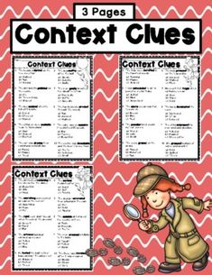 the three pages for content clues to help students learn how to use content clues in their classroom