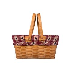 a brown basket with stars on it