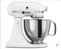 a white kitchen mixer on a white background