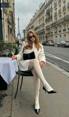 White Stockings Outfit Tights, How To Style White Tights, White Pantyhose Outfit, White Stockings Outfit, White Fishnet Tights, White Tights Outfit, Winter Outfit Ideas For Women, Pantyhose Outfit, Winter Outfits Ideas