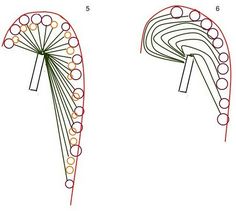 the diagram shows how to draw an object in two different ways, including a curved structure and