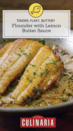 tender, flavy buttery fish with lemon butter sauce is on the cover of this cookbook