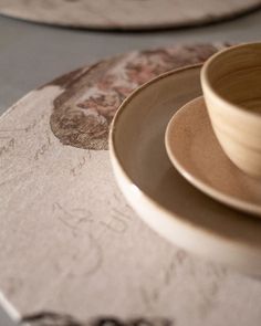 two plates and a cup on a table