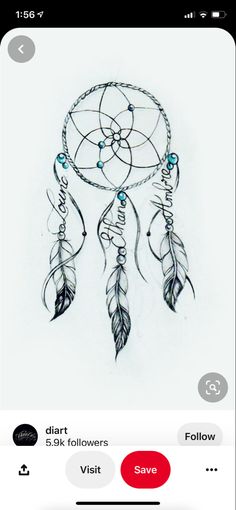 a drawing of a dream catcher on an iphone