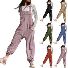 PRICES MAY VARY. 💖💖【Material】: Overalls for women loose fit are made of polyester, quick-drying fabric, lightweight, breathable, soft, comfortable and skin-friendly, provide you a pleasing wearing experience. 🔥🔥【Design】: Womens bibs overalls with relaxed fit design; the straps can be adjusted to your suitable length; a big chest pocket with flap, two side zippered pockets, providing convenient storage space for your essentials like smartphones, wallets, etc 💕💕【Match】: Overall jumpsuit for Ladies Dungarees, Sweat Vintage, Workwear Overalls, Bandage Jumpsuits, Long Pant Jumpsuit, Overall Jumpsuit, Casual Workwear, Workwear Fashion, Create Outfits