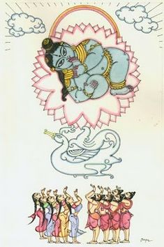 an image of the hindu god ganeshi with his five avatars on it