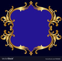 an ornate gold frame on a blue background