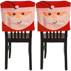 two chairs with santa claus faces on them