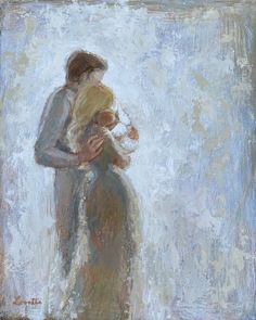 a painting of a woman holding a baby