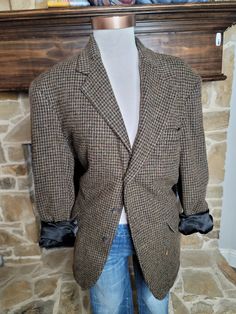 Repurposed blazer with vintage cross stitch owl patch One of a kind and handmade here in our studio by local artisans Patch123 Fall Vintage Tweed Blazer, Vintage Tweed Sport Coat With Long Sleeves, Vintage Long-sleeved Tweed Sport Coat, Vintage Tweed Blazer For Fall, Vintage Long Sleeve Tweed Blazer, Cross Stitch Owl, Vintage Cross Stitch, Vintage Cross Stitches, Plaid Blazer