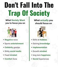 a poster with the words don't fall into the trap of society