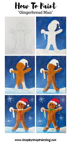 how to paint gingerbread man in the snow