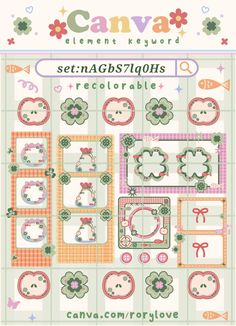 a cross stitch pattern with flowers, hearts and other items for the sewing project on it