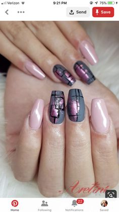 Romantic Nail Art, Nails For Black Women, Birthday Nail Art, Foil Nail Designs, Foil Nail Art, Diy Tumblr, Nail Trend, Foil Nails, Gel Nail Designs